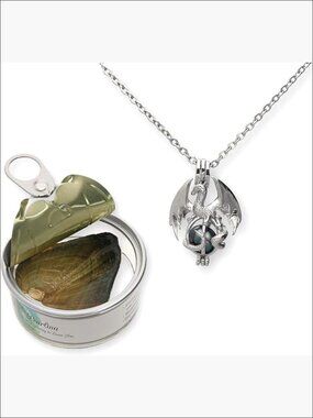 Silver-tone Dragon Pearl Necklace Set with Stainless Steel Chain
